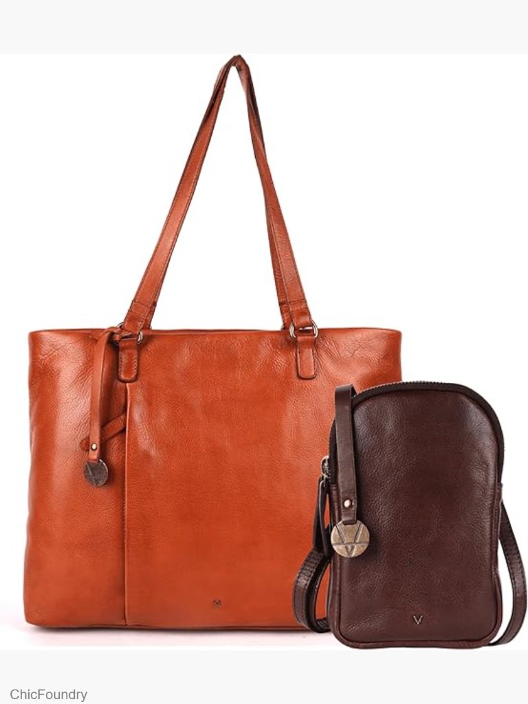 Genuine Italian Leather Tote Crossbody Set - 3 Bags, Top Handle, Adjustable